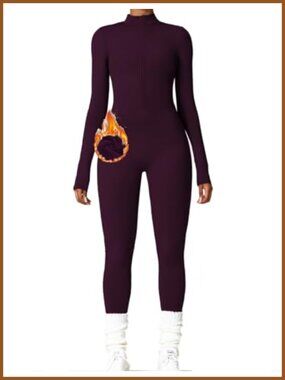 Long Sleeve Zip Up Workout Jumpsuit Tummy Control Yoga Romper